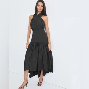 nwt Veronica Beard taffeta black midi dress